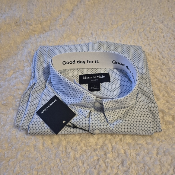 NWT Mizzen and Main White Plus Print Shirt Long Sleeved - Picture 5 of 12